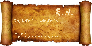 Rajkó András névjegykártya